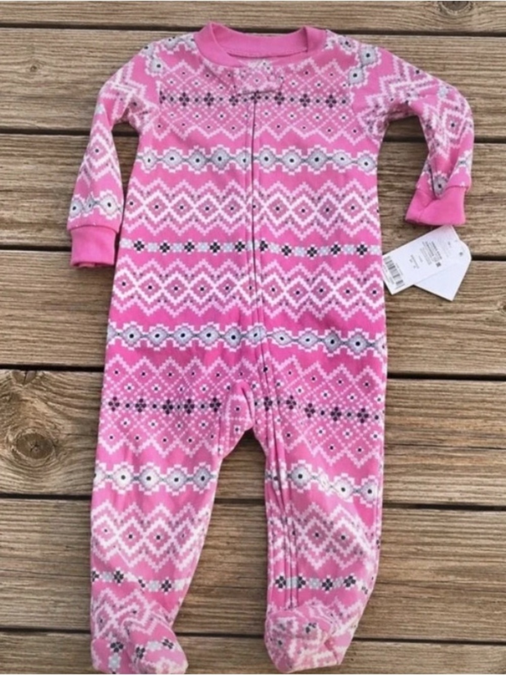 Carter's Pink Geometric Print Zipper Footed Pajamas